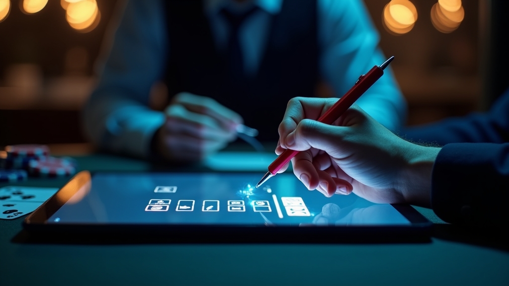 Nuevo jugador completando un formulario de registro en una tableta del casino