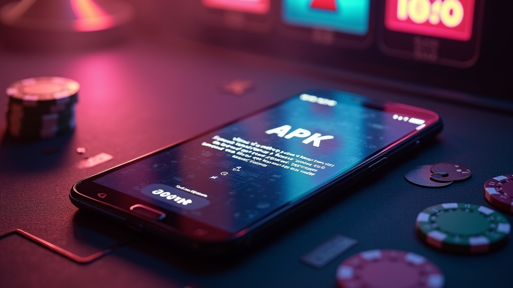 Android phone displaying an APK installation screen in a casino environment