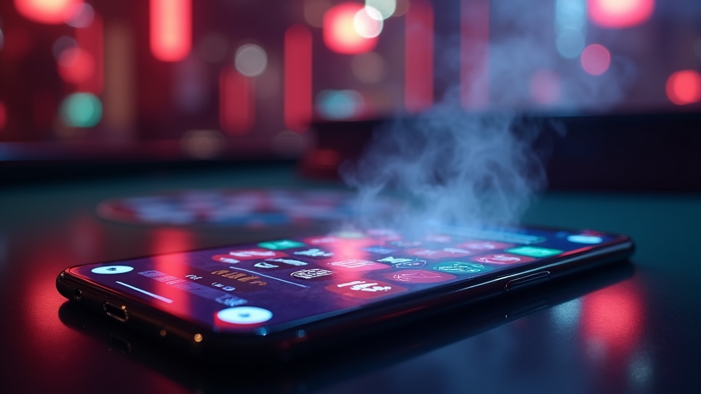 Smartphone showing a mobile casino app interface on a roulette table