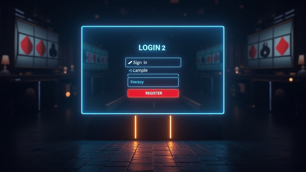 Pantalla del vestíbulo del casino mostrando rutas de inicio de sesión y registro